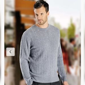 Cashmere luxury sweater, color Gray, 100% cashmere, blend cable knit, size L